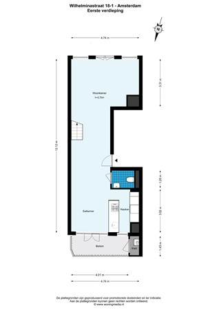 Floor plan - Wilhelminastraat 18-1, 1054 WH Amsterdam 